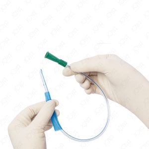 Hydrophilic Coated Nelaton Catheter with Water Sachet Coude Tip 40cm Male 14FR Green Sterile