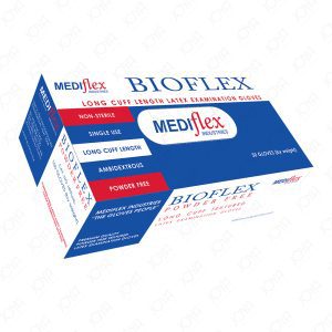 Bioflex Powder Free Large Latex Gloves Long Cuff