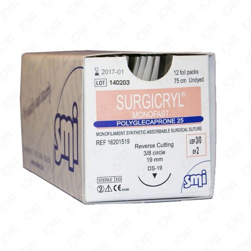 SURGICRYL Monofast 3/0 Rc 3/8 Circ Ds 19 mm  75cm Undyed