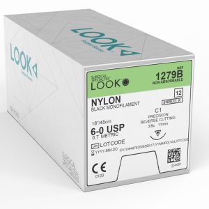 LOOK Suture Nylon 6/0 16mm Rev Cut 45cm
