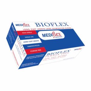 Bioflex Powder Free Long Cuff Latex Gloves Medium