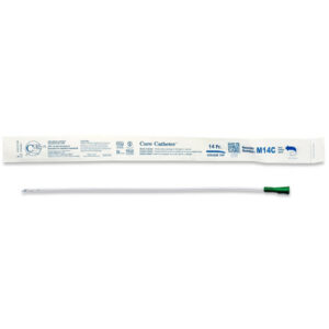 Cure Catheter Uncoated Coude Tip Green Male 14FR 40cm