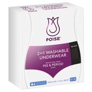 Poise Reusable Underwear 2 In 1 Briefs 12-14 Waist 76-81cm Female 60ml Black