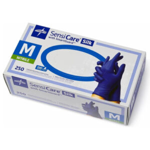 Sensicare Silk Powder Free Nitrile Exam Blue Gloves With SmartGuard Film Medium