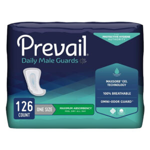 Prevail Daily Male Guards One Size Maximum Absorbency 13x33cm