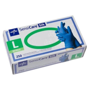 Sensicare Silk Powder Free Nitrile Exam Blue Gloves With SmartGuard Film Large