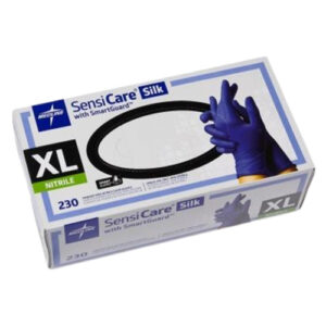 Sensicare Silk Powder Free Nitrile Exam Blue Gloves With SmartGuard Film X-Large