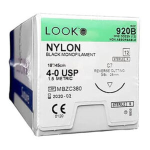 LOOK Suture Nylon 4/0 24mm Rev Cut 45cm