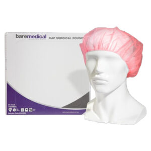 Baremedical Fluid-Resistant Lightweight Round Red Surgical Cap