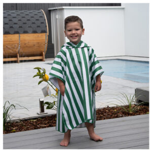 Staydry Kids Hooded Microfibre Towel Green Stripe