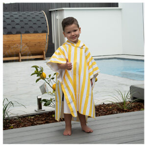 Staydry Kids Hooded Microfibre Towel Yellow Stripe