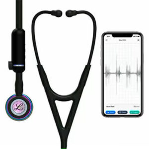 3M Littmann CORE Digital Stethoscope With High Polish Rainbow Chestpiece; Black Tube; Stem And Headset, 27 inch